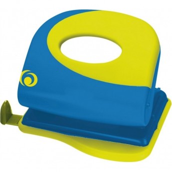 Дырокол HERLITZ COLOR BLOCKING с линейкой, 2мм, синий