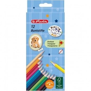 Карандаши цветные трехгранные HERLITZ PRETTY PETS 12шт