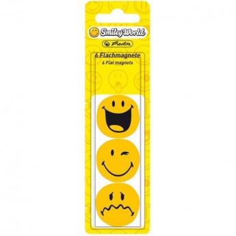 Магнит HERLITZ SMILEYWORLD, диаметр 24мм., прижимная сила - 3 листа А4, 6шт, блистер