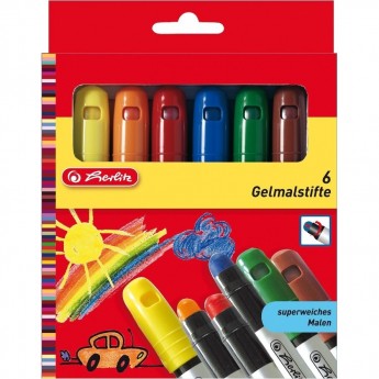 Мелки восковые гелевые HERLITZ, 6шт, цв.